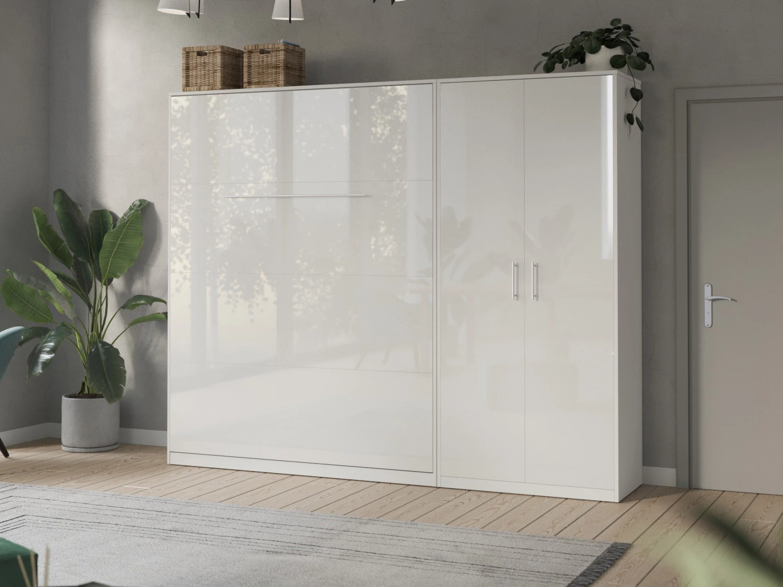 Cabinet 100 cm (Standard 45 cm depth) White / White Gloss picture 8