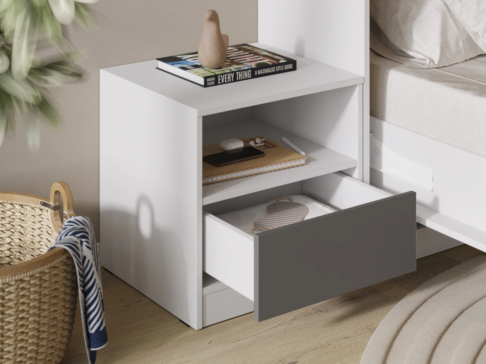 Bedside table Standard White / Anthracite picture 3