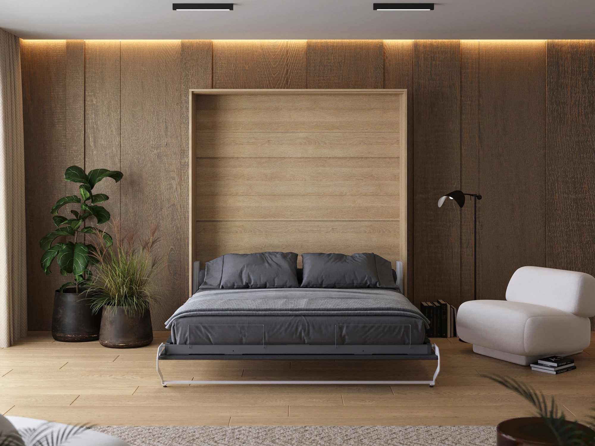 Murphy Bed 180x200 Vertical (M1) Kaiser Oak / Anthracite picture 5