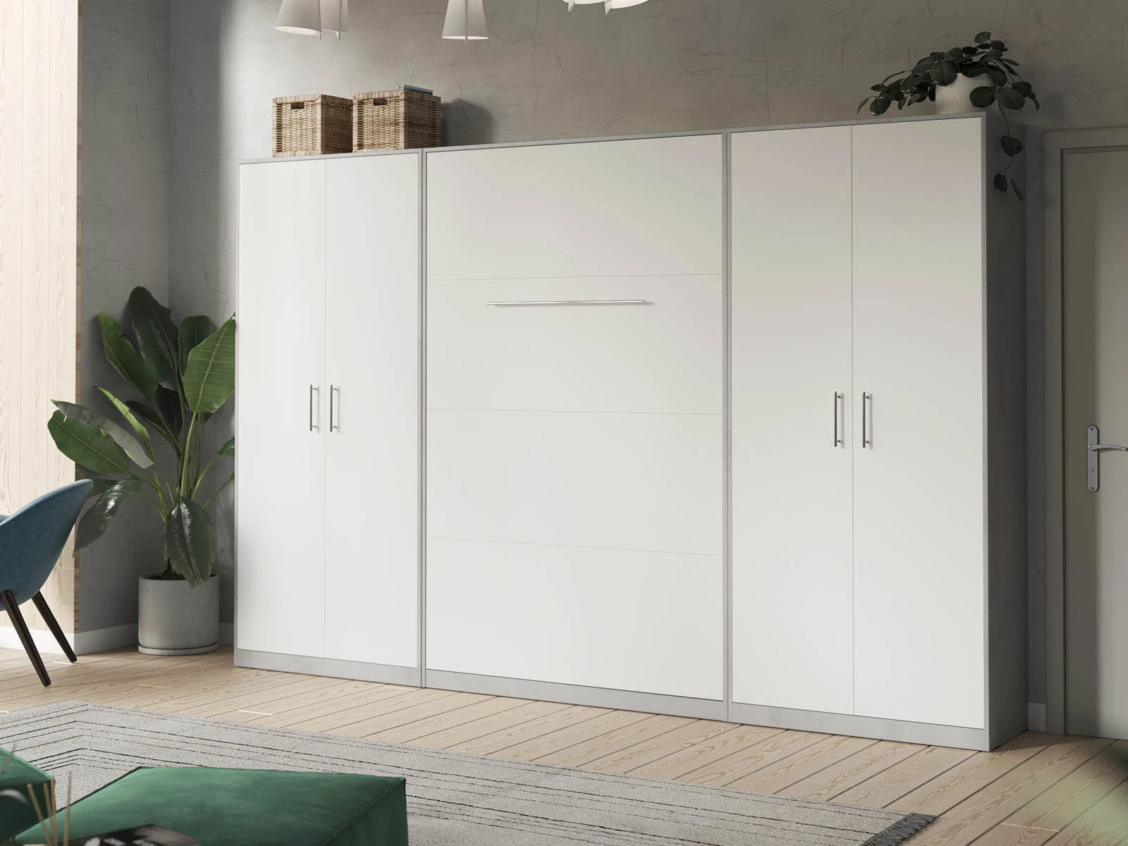 Cabinet 100 cm (Standard 45 cm depth) Concrete / White picture 8