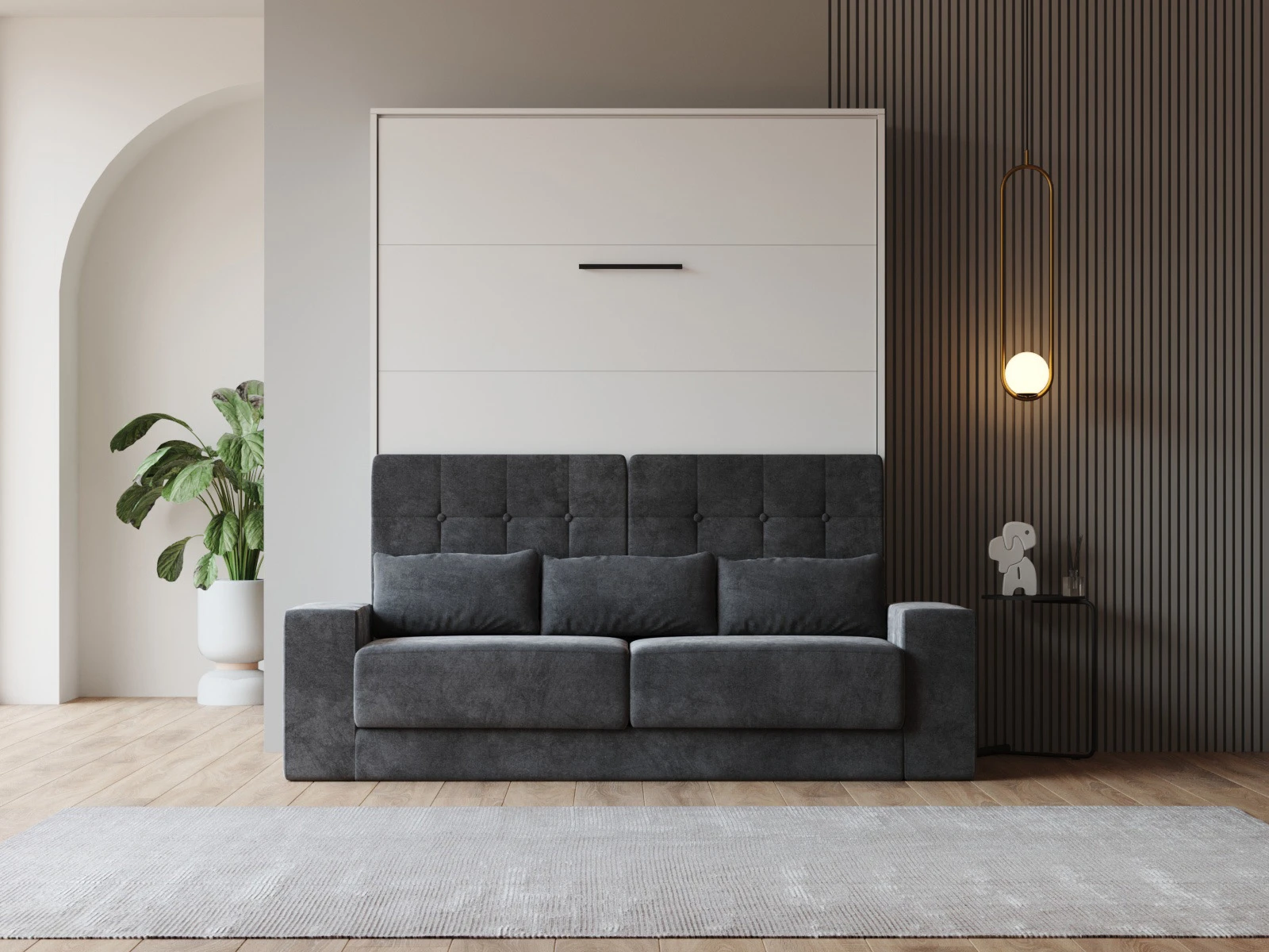 Murphy Bed with Sofa Anthracite (M1 40cm depth) 160x200 Vertical White picture 3