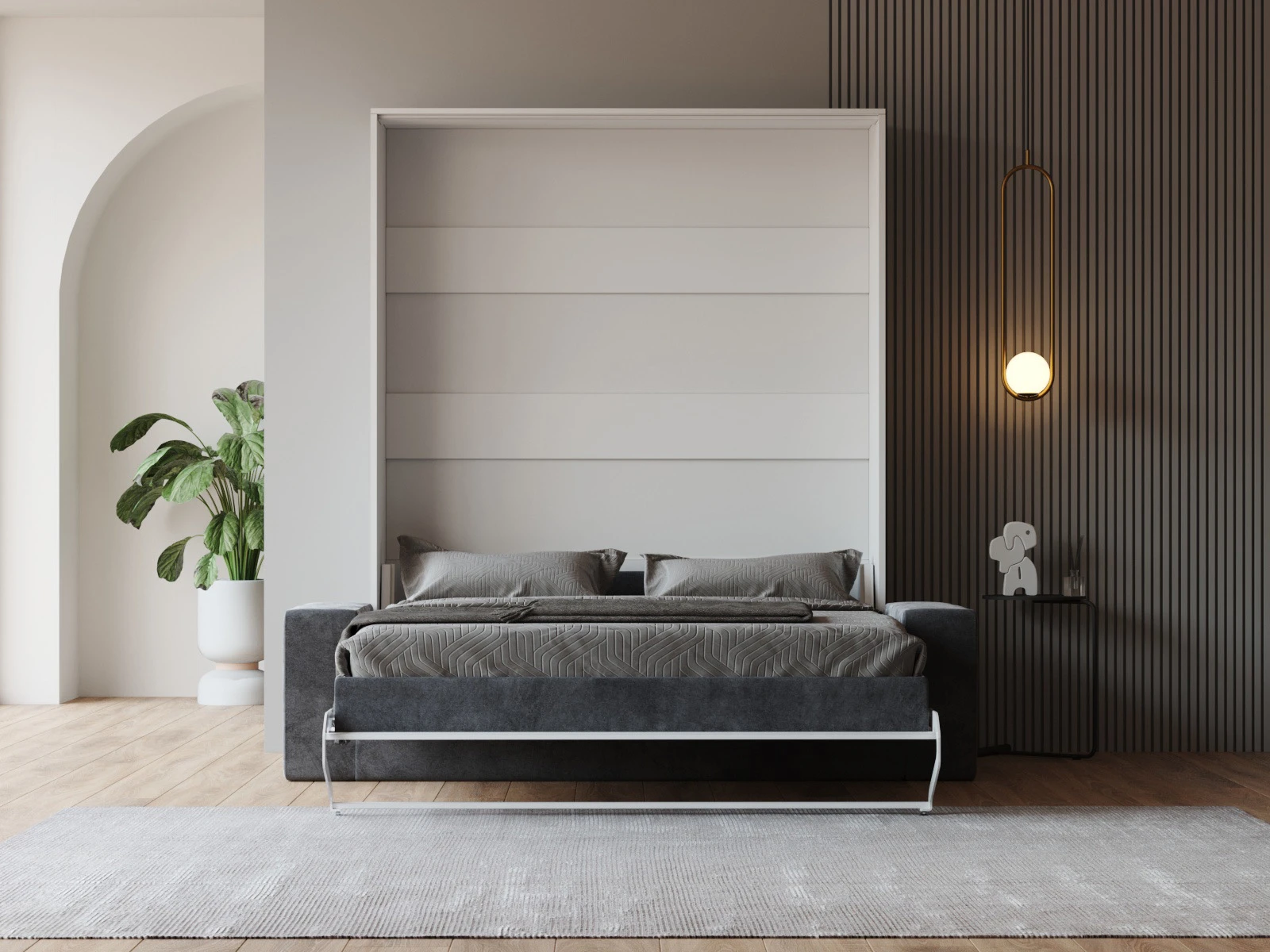 Murphy Bed with Sofa Anthracite (M1 40cm depth) 160x200 Vertical White picture 5