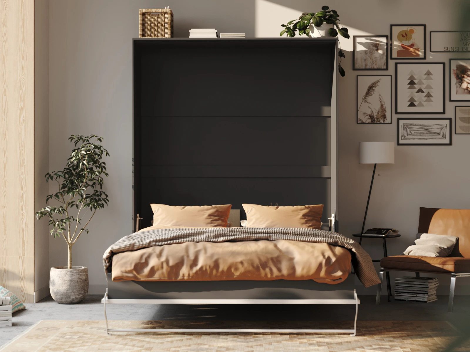 Murphy bed 160x200V Depth 55cm Anthracite/White picture 4