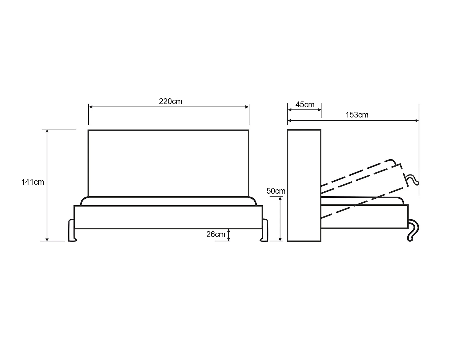 Murphy Bed 120x200 Horizontal (Standard 45 cm depth) Wild Oak / Anthracite picture 13