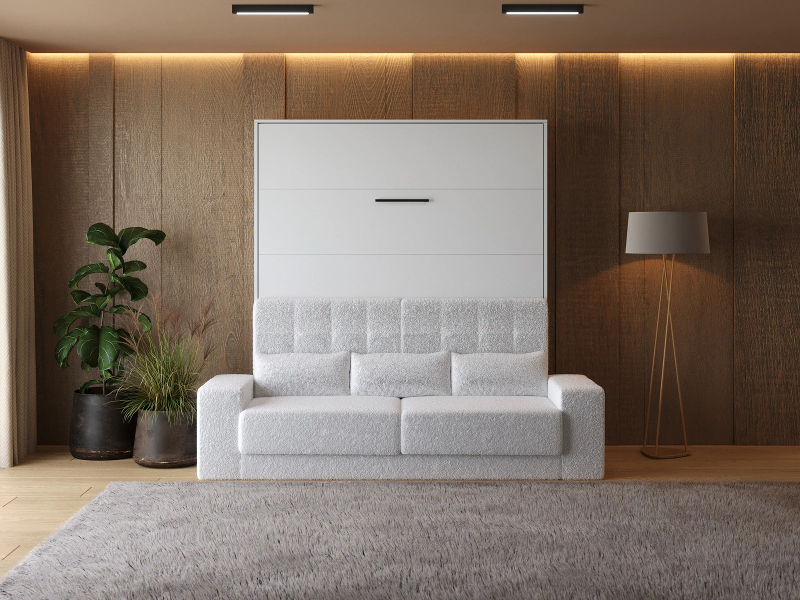 Murphy Bed (M1) 180x200 Vertical White / White with Sofa White picture 3