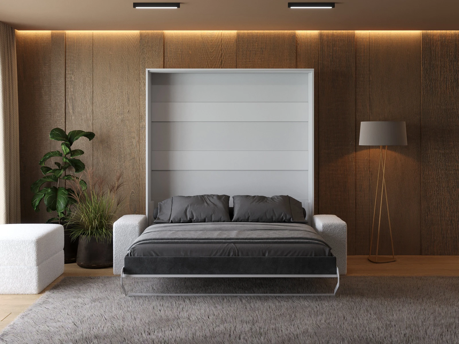 Murphy Bed (M1) 180x200 Vertical White / White with Sofa White picture 5