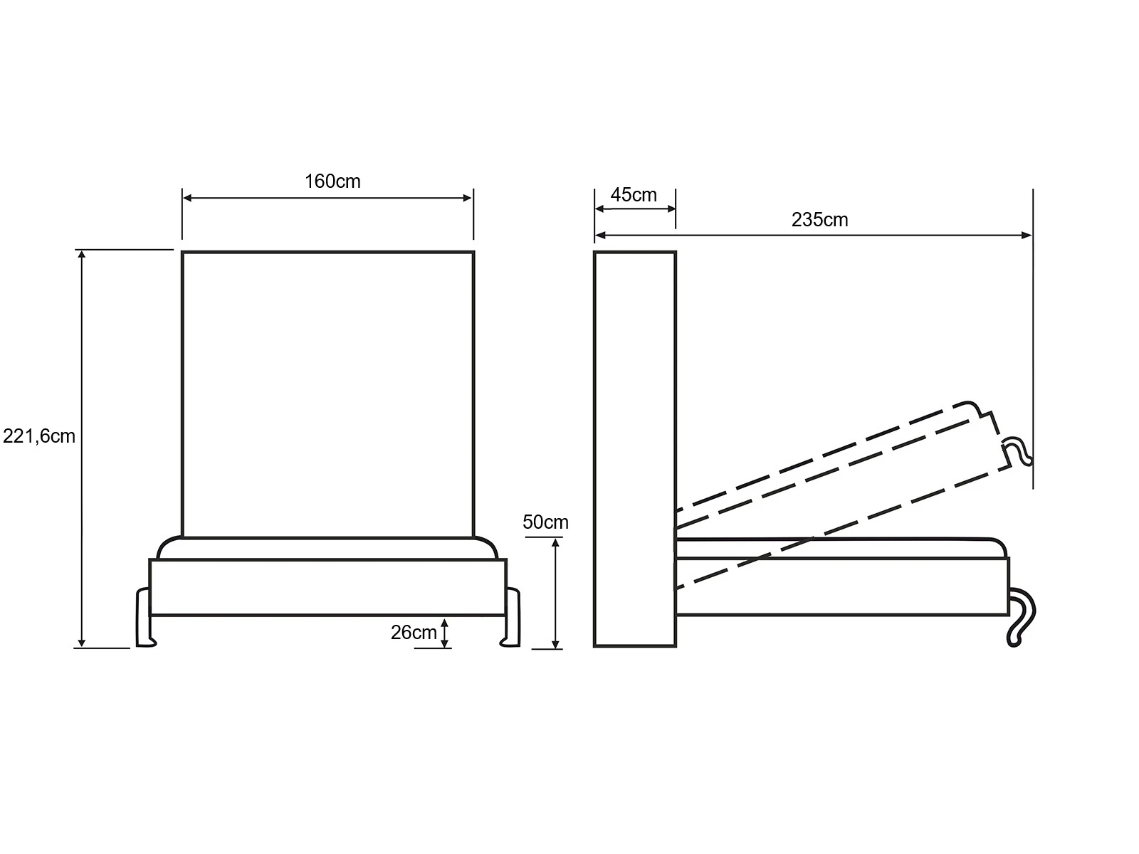 Murphy Bed 140x200 Vertical (Standard 45 cm depth) White / Oak Sonoma picture 11