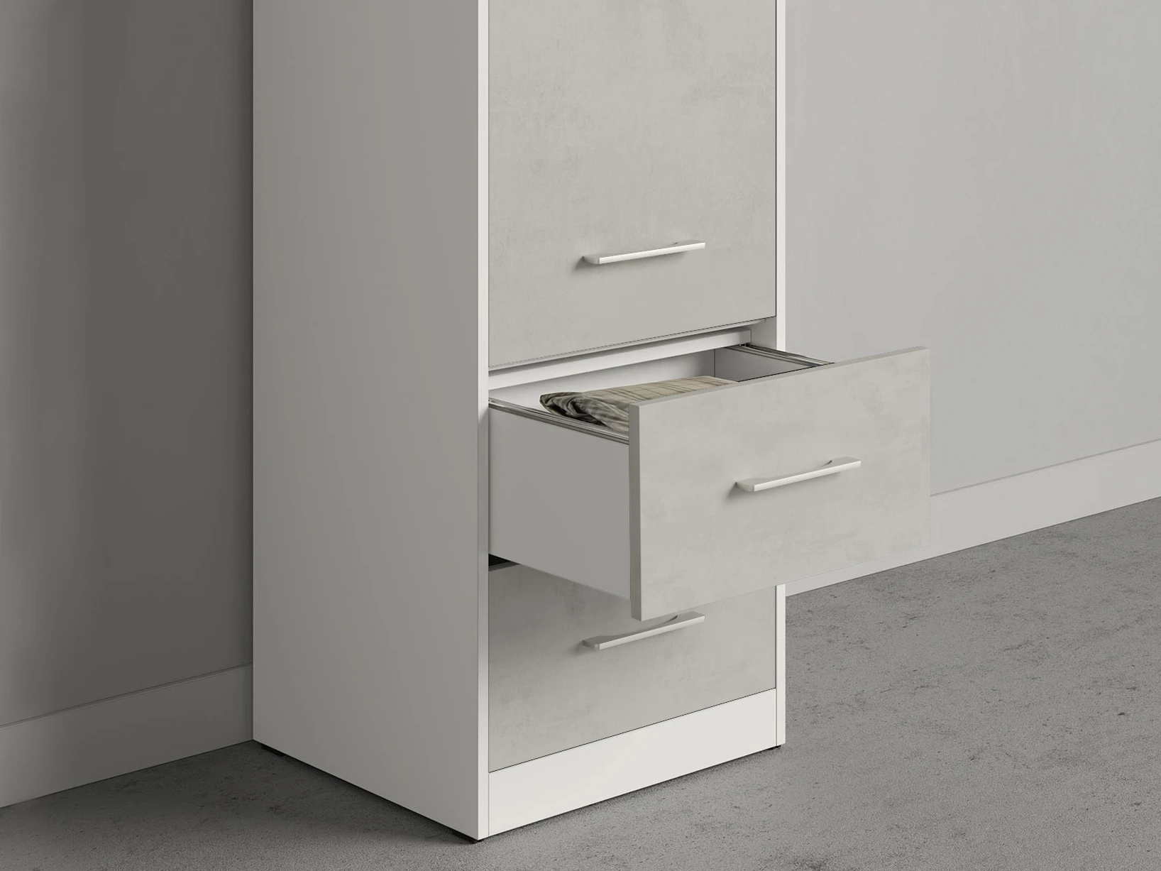 Cabinet 50 cm wide (Standard 45 cm depth) White / Concrete picture 3