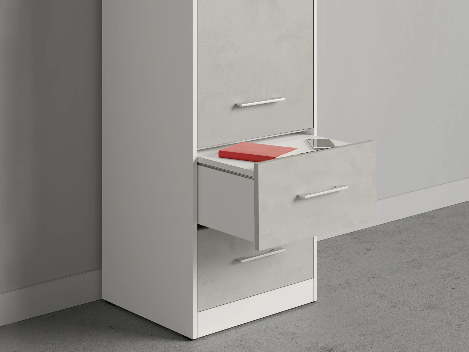 Cabinet 50 cm wide (Standard 45 cm depth) White / Concrete picture 4