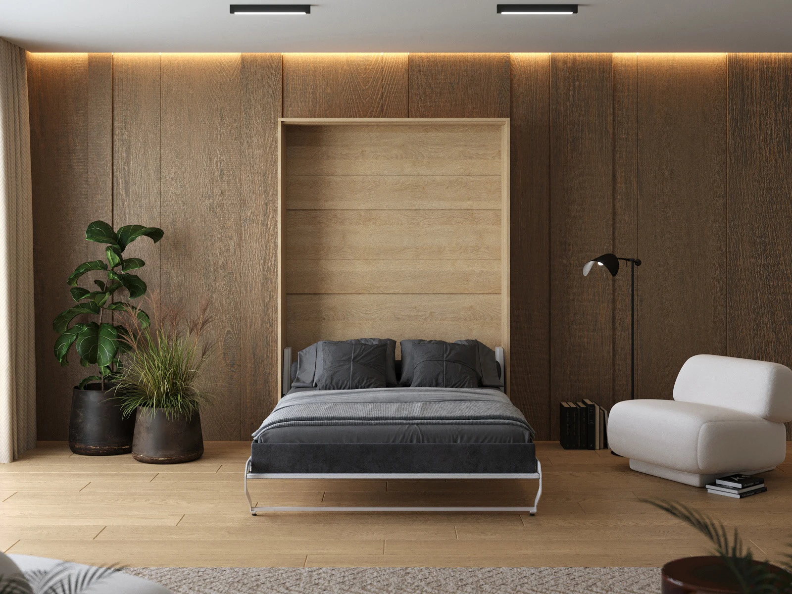 Murphy Bed 140x200 Vertical (M1 40cm depth) Kaiserberg Oak/White  picture 5