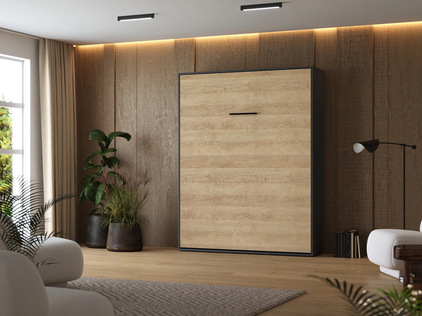 Murphy Bed 160x200 Vertical (M1) Anthracite / Kaiser Oak picture 1