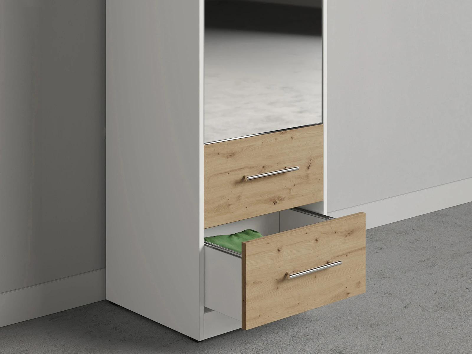 Murphy Bed SET 140x200cm Vertical + 2x Cabinets 50cm White/Wild Oak with Mirror picture 7
