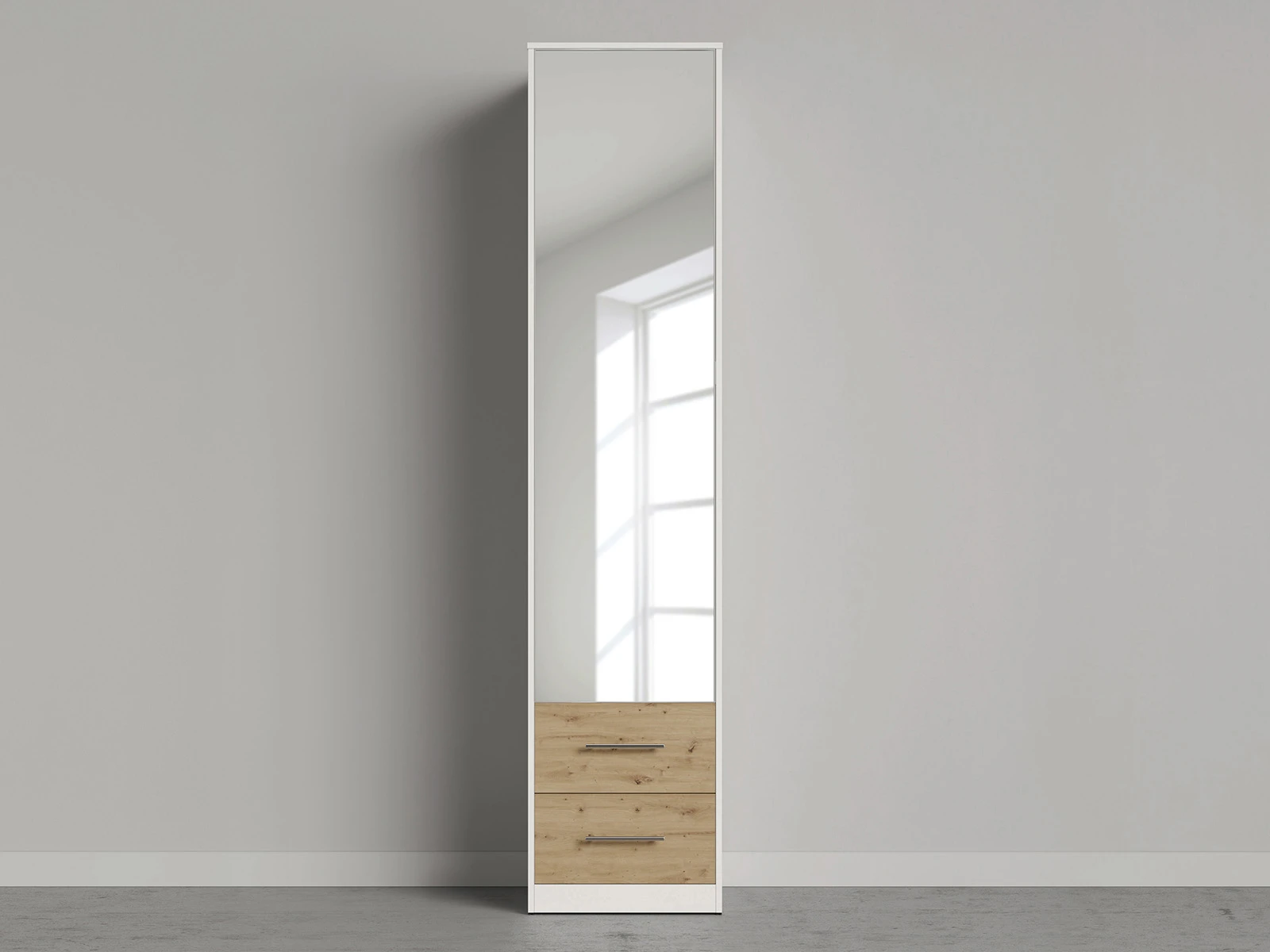 Murphy Bed SET 140x200cm Vertical + 2x Cabinets 50cm White/Wild Oak with Mirror picture 3