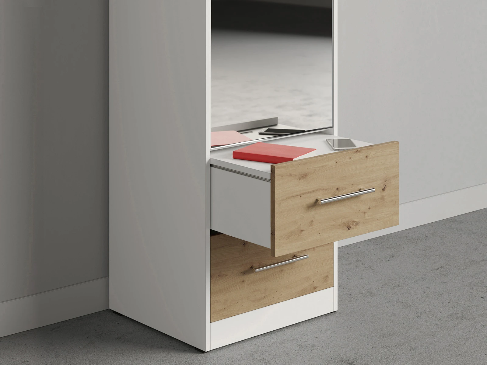 Murphy Bed SET 140x200cm Vertical + 2x Cabinets 50cm White/Wild Oak with Mirror picture 5