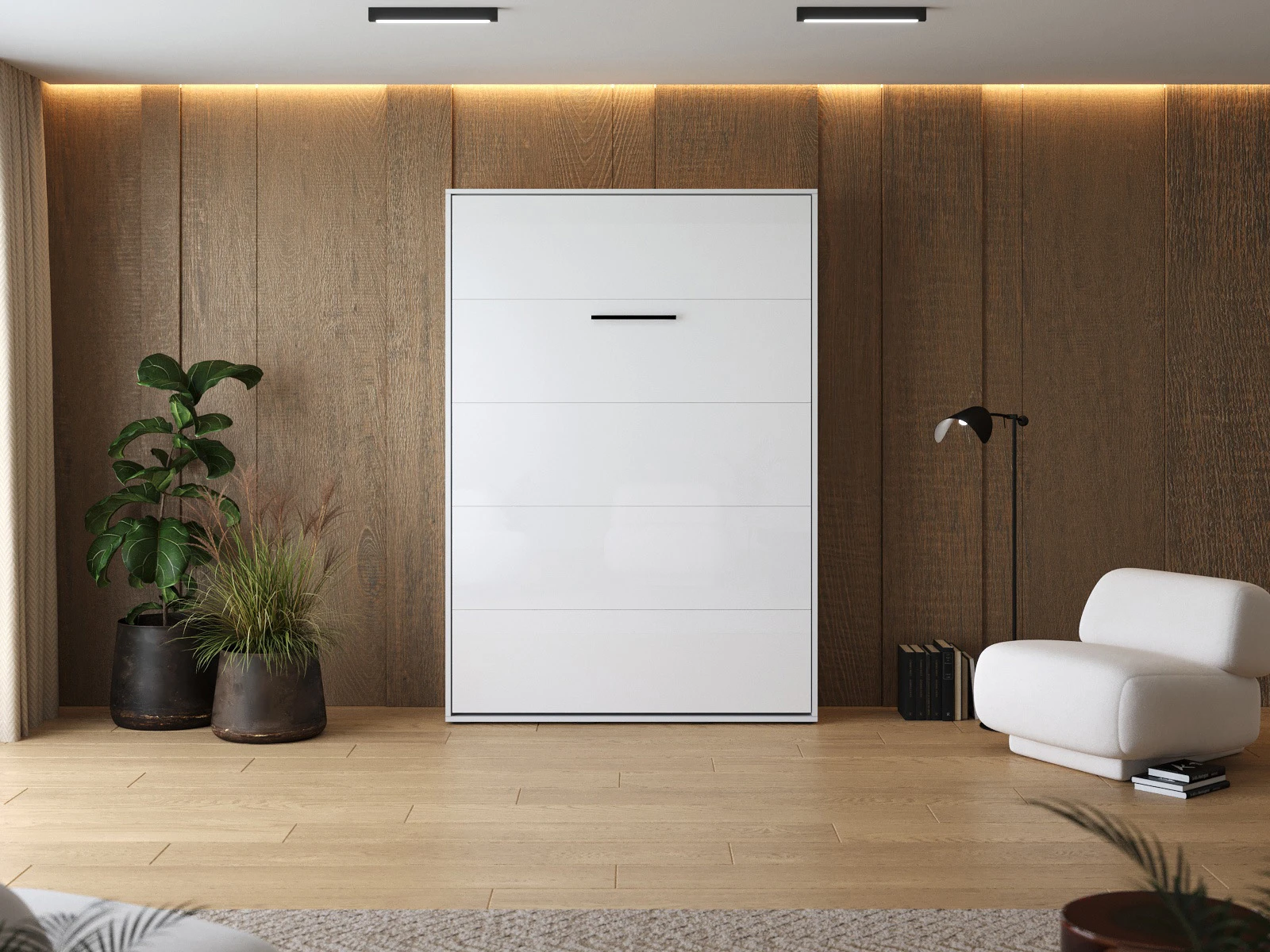 Murphy Bed 140x200 Vertical (M1 40cm depth) White /White Gloss picture 3