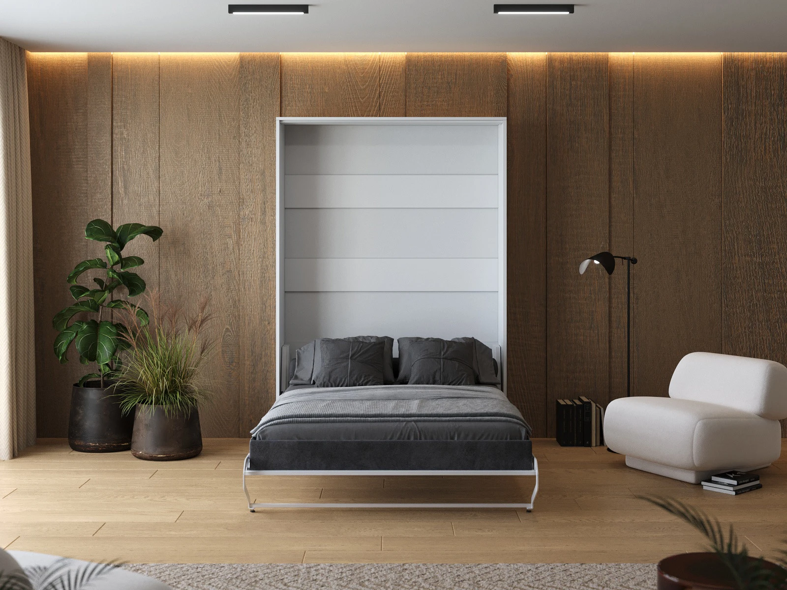 Murphy Bed 140x200 Vertical (M1 40cm depth) White /White Gloss picture 5