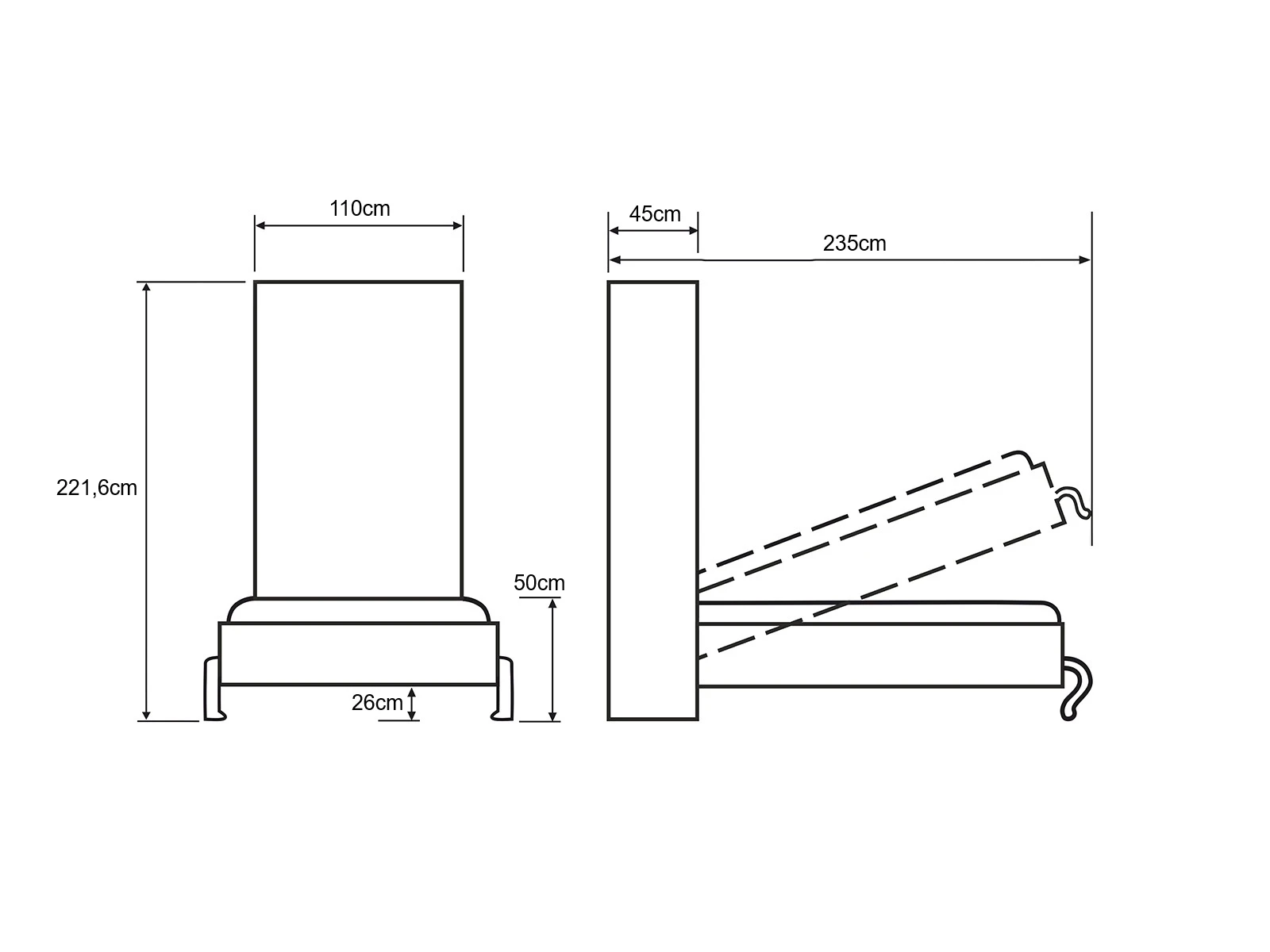 Murphy Bed 90x200 Vertical (Standard 45 cm depth) Wild Oak / White picture 13