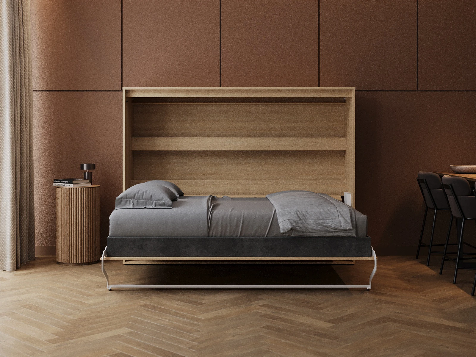 Murphy Bed 160x200 Horizontal (M2 55cm depth) Kaiser Oak picture 5