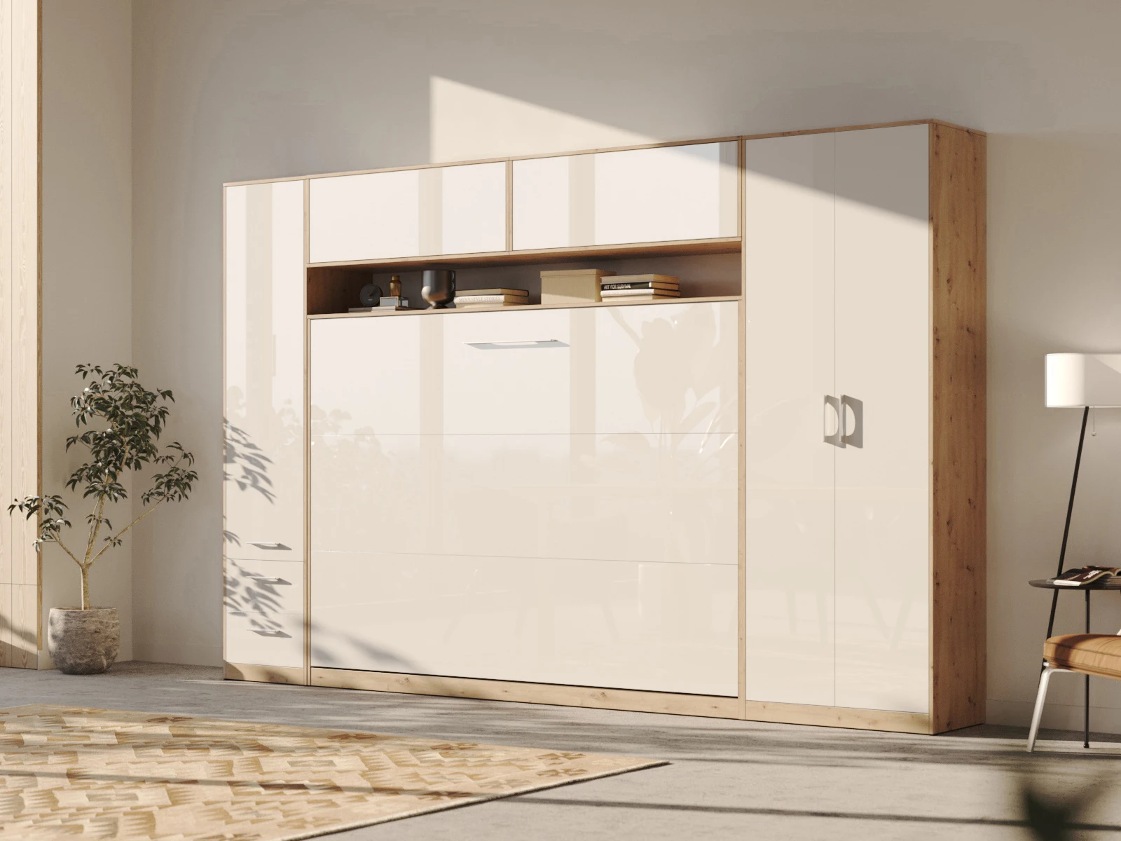 Wall cabinet - One door Wild Oak / White Gloss picture 4