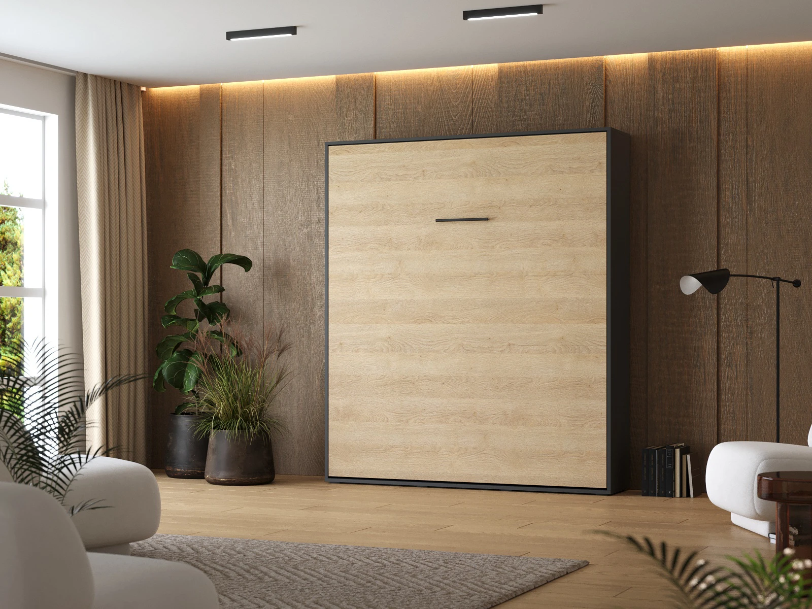 Murphy Bed 180x200 Vertical (M1) Anthracite / Kaiser Oak picture 1