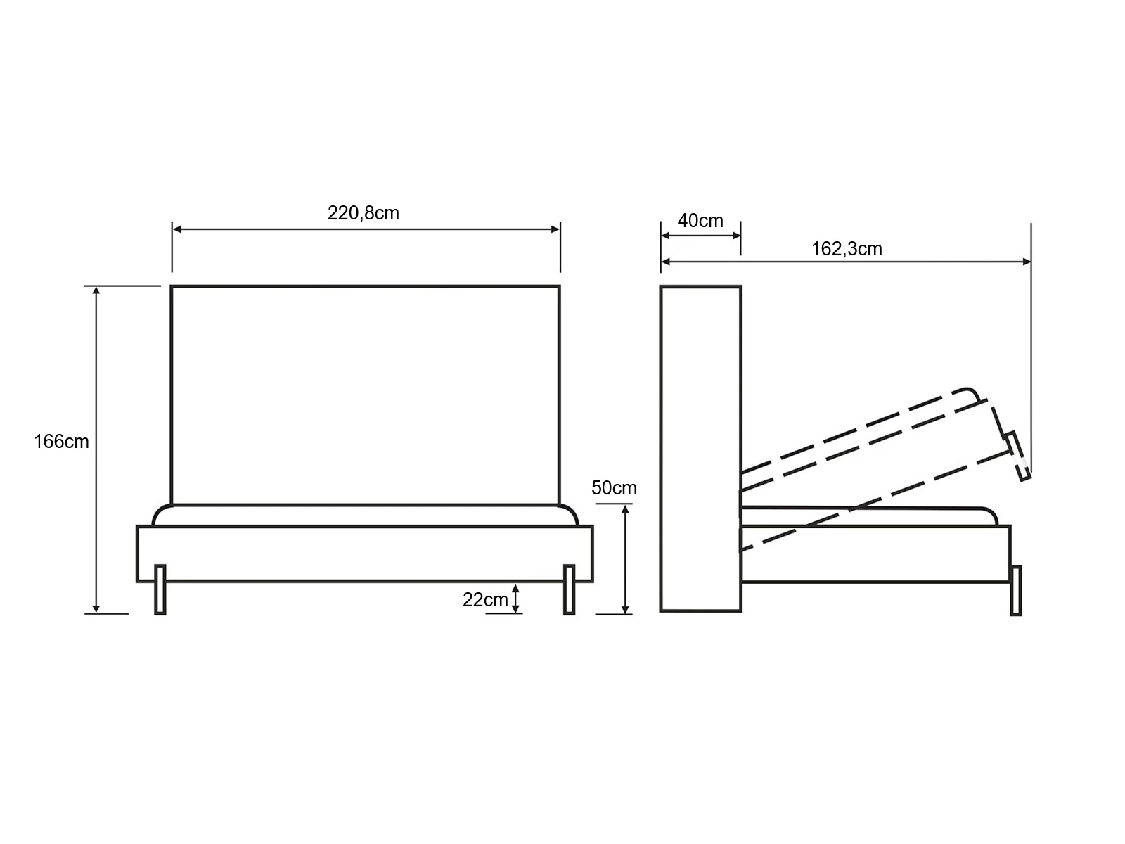 Murphy Bed 140x200 Vertical (Classic 40 cm depth) White / Wild Oak picture 10