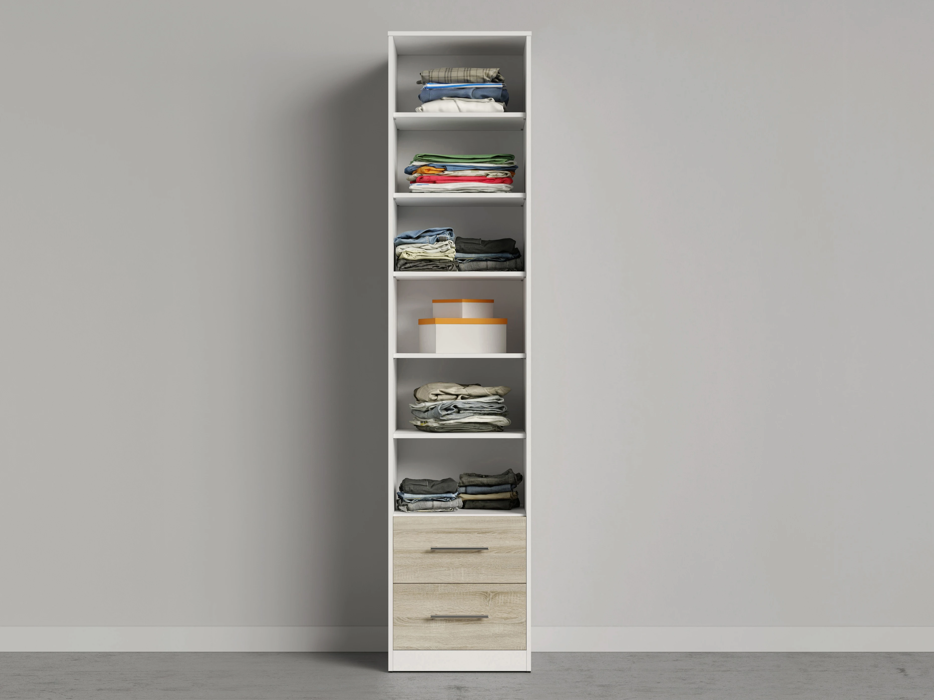 2 Cabinet 50cm with 1 door 2 drawers White/Mirror/Oak Sonoma