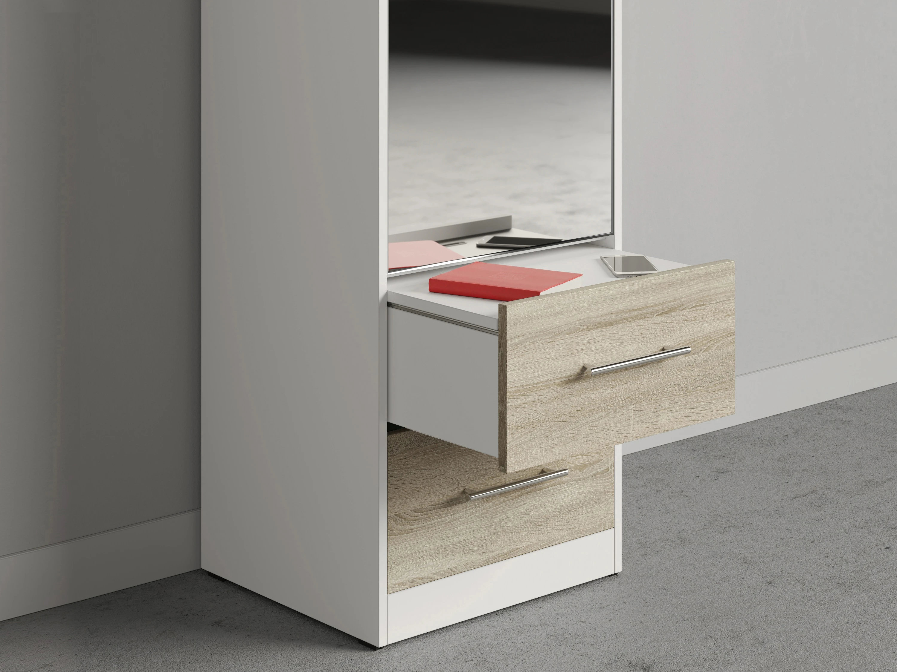 Cabinet 50 cm (Standard 45 cm depth) White / Mirror / Oak Sonoma picture 4
