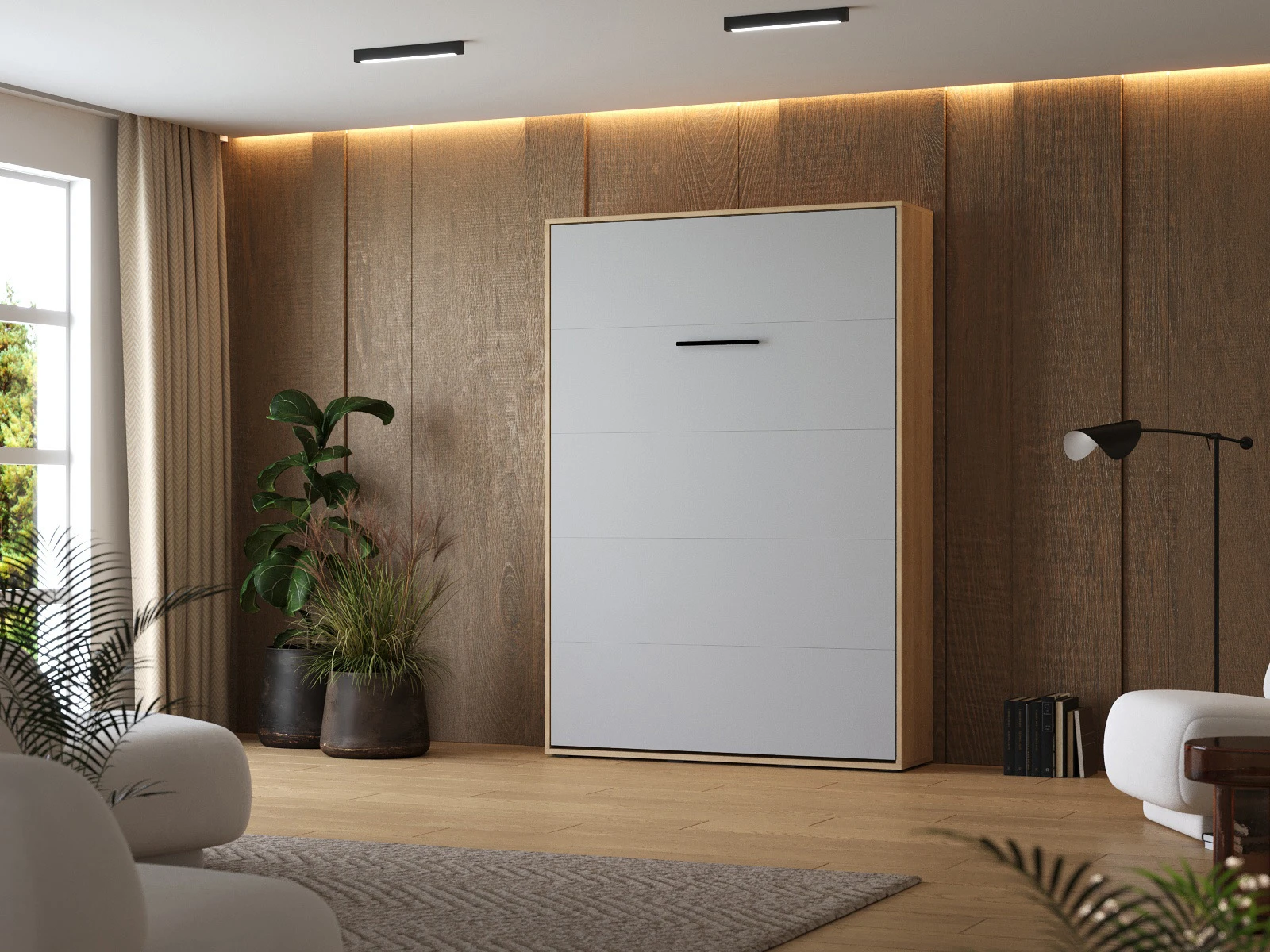 Murphy Bed 140x200 Vertical (M1 40cm depth) Kaiserberg Oak/ Pearl Grey picture 1