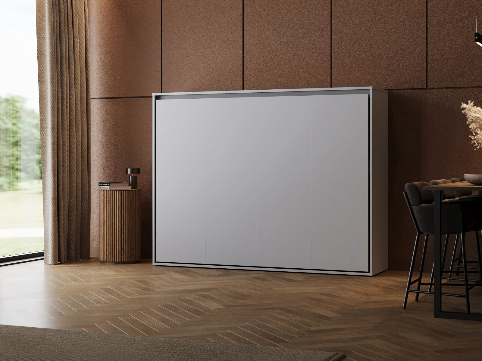 Murphy Bed 160x200 Horizontal (M2 55cm depth) Pearl Grey picture 1