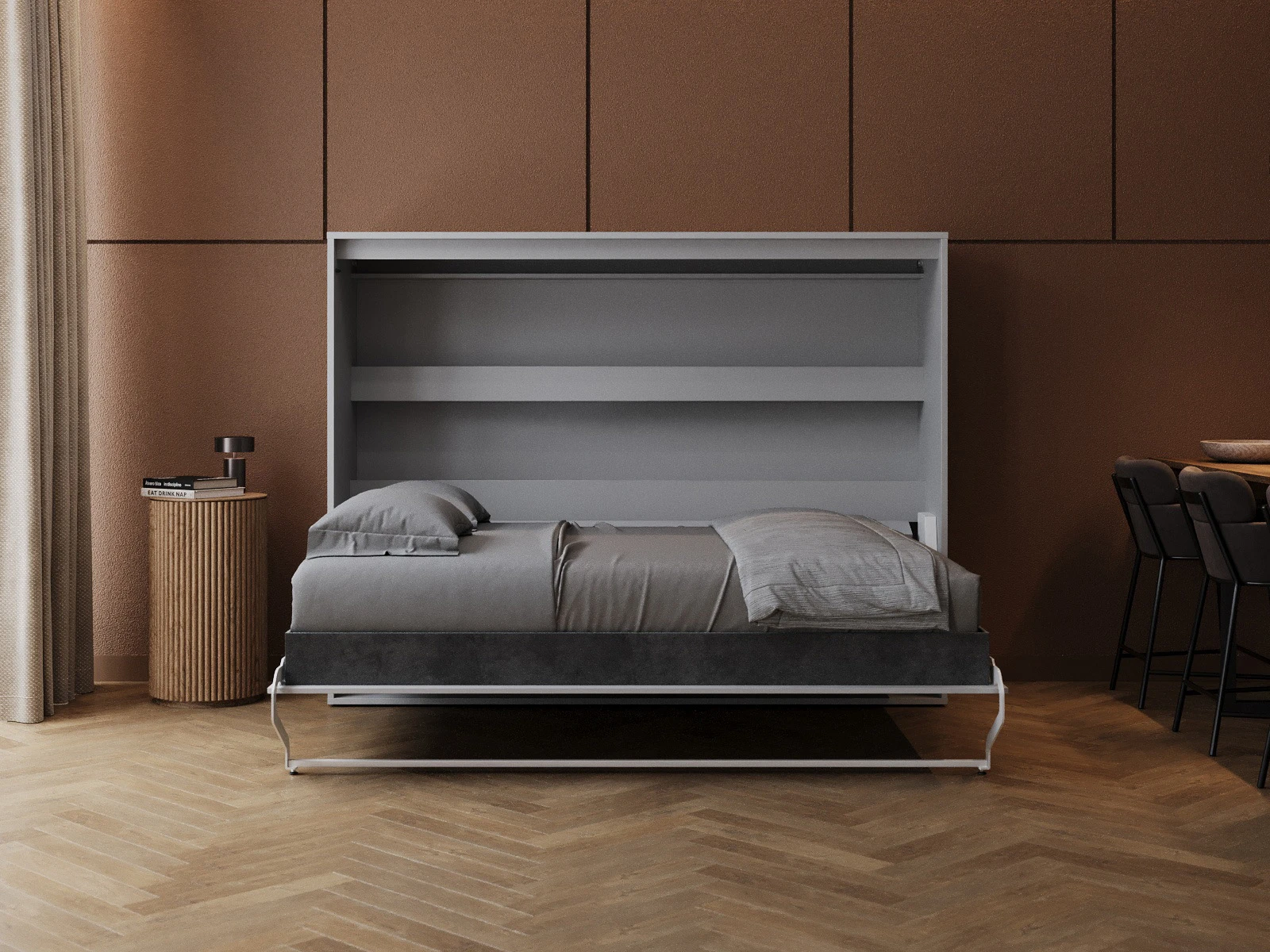 Murphy Bed 160x200 Horizontal (M2 55cm depth) Pearl Grey picture 5