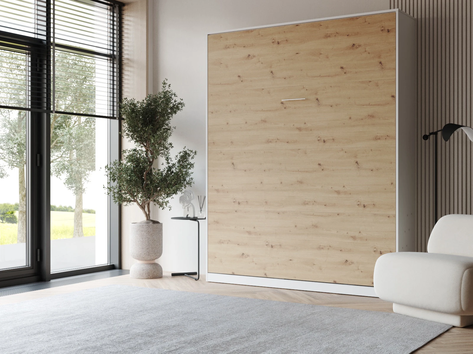 Murphy Bed Classic 160x200V White/Wild oak picture 6