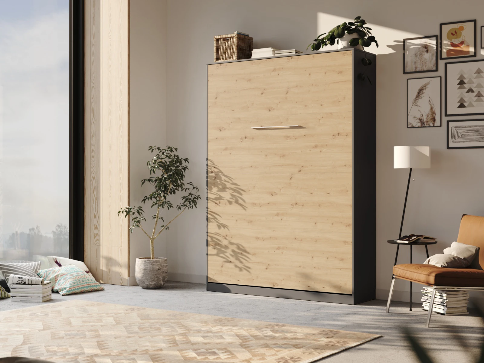 Murphy bed 140x200V Depth 45cm Anthracite/Wild Oak picture 1