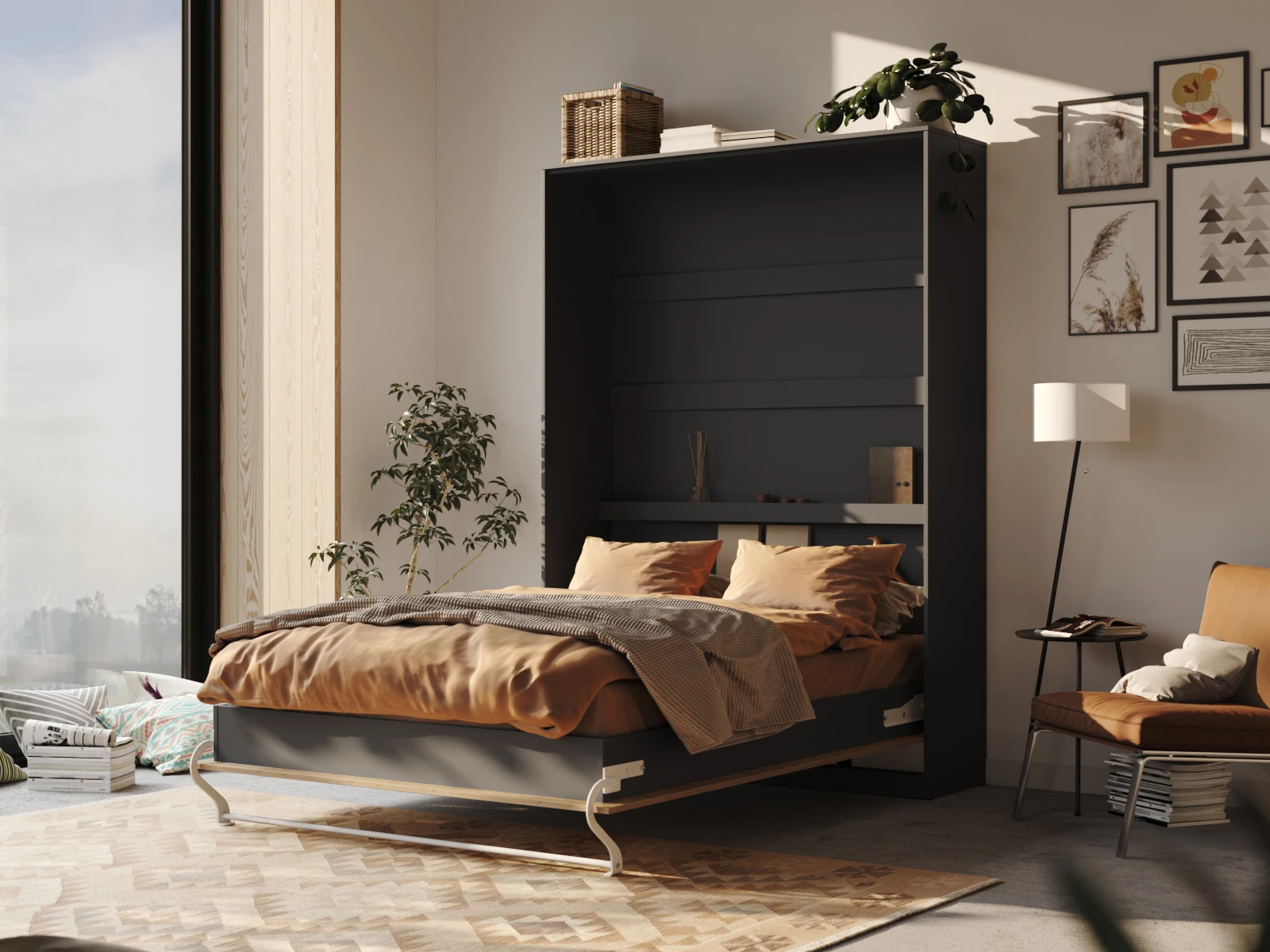 Murphy bed 140x200V Depth 45cm Anthracite/Wild Oak picture 2