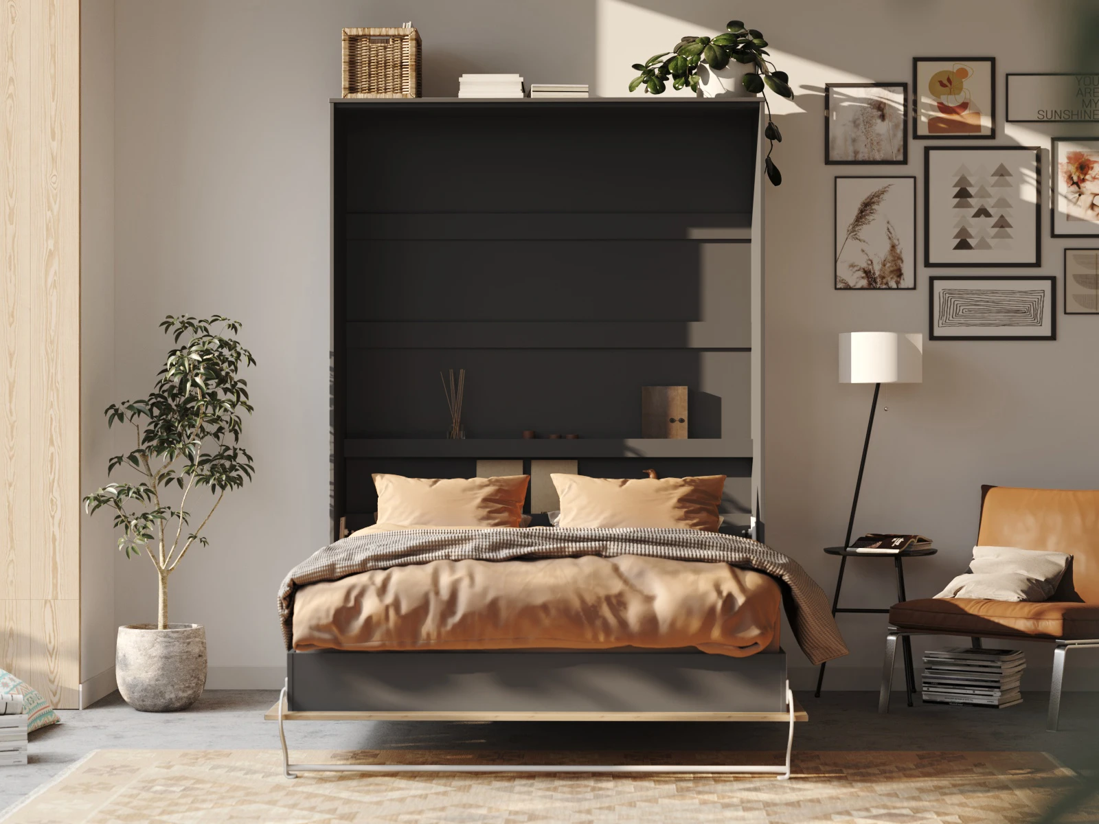 Murphy bed 140x200V Depth 45cm Anthracite/Wild Oak picture 4