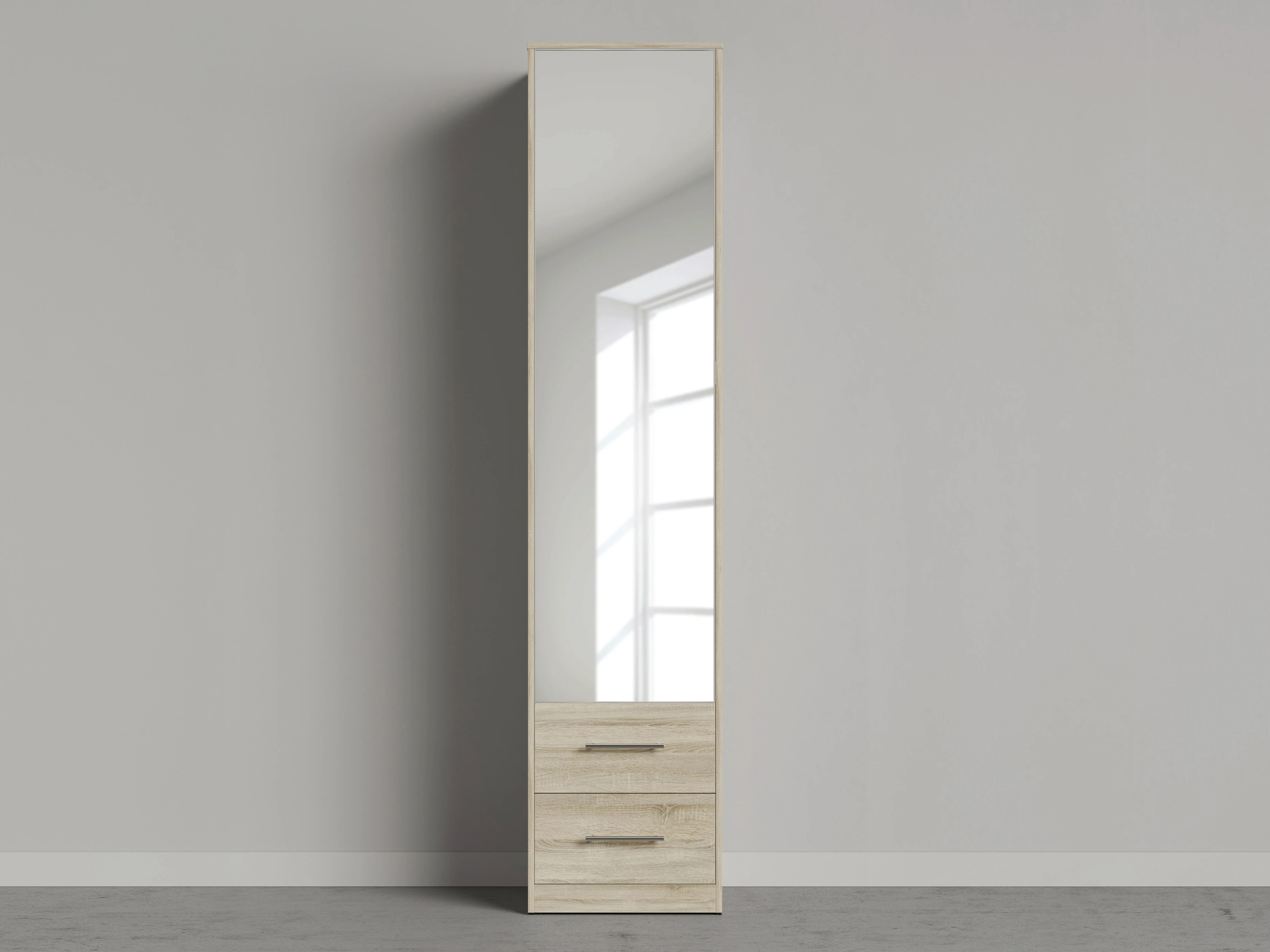 1 Cabinet 50 cm with 1 door and 2 drawers Oak Sonoma / Mirror / Oak Sonoma