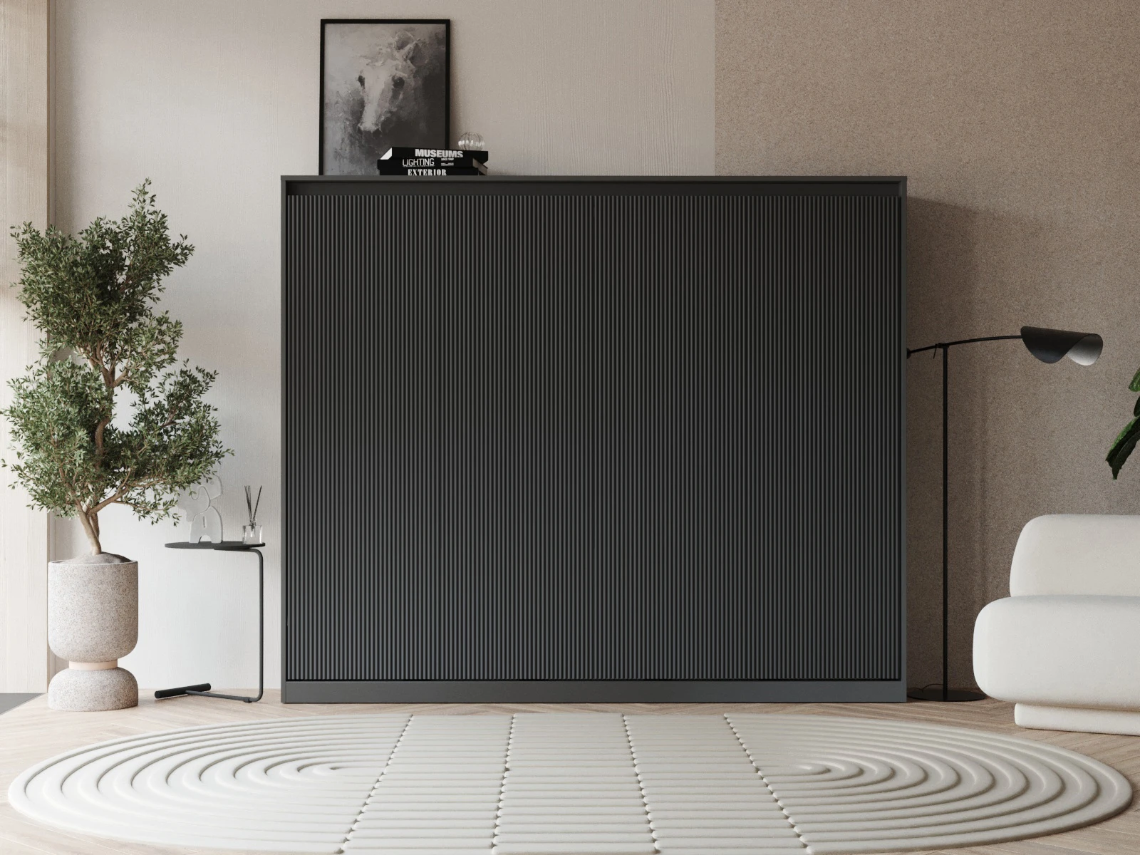 Murphy Bed 160x200 Horizontal (Classic waves 40 cm depth) Anthracite / Anthracite Waves picture 4