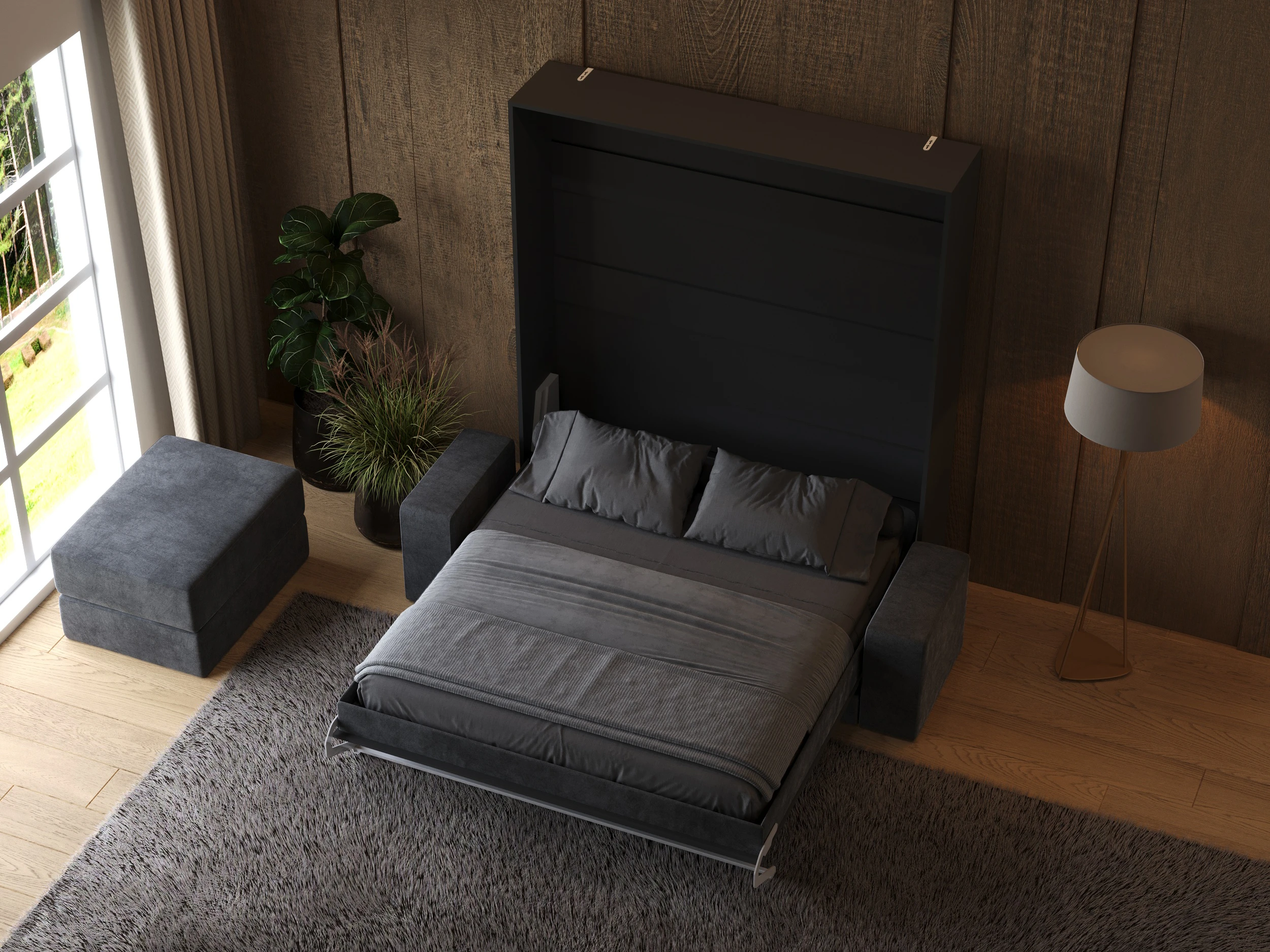 Murphy Bed (M1) 180x200 Vertical Anthracite with Sofa Anthracite picture 12