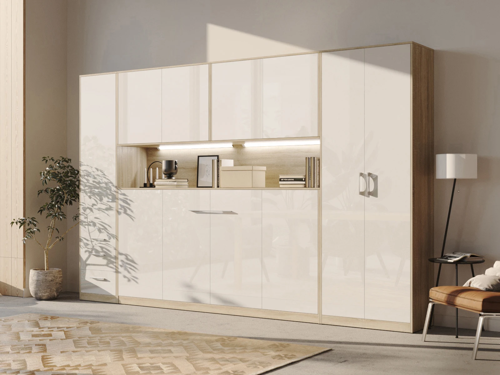 Wall Cabinet with 2 doors Oak Sonoma / White High Gloss picture 3