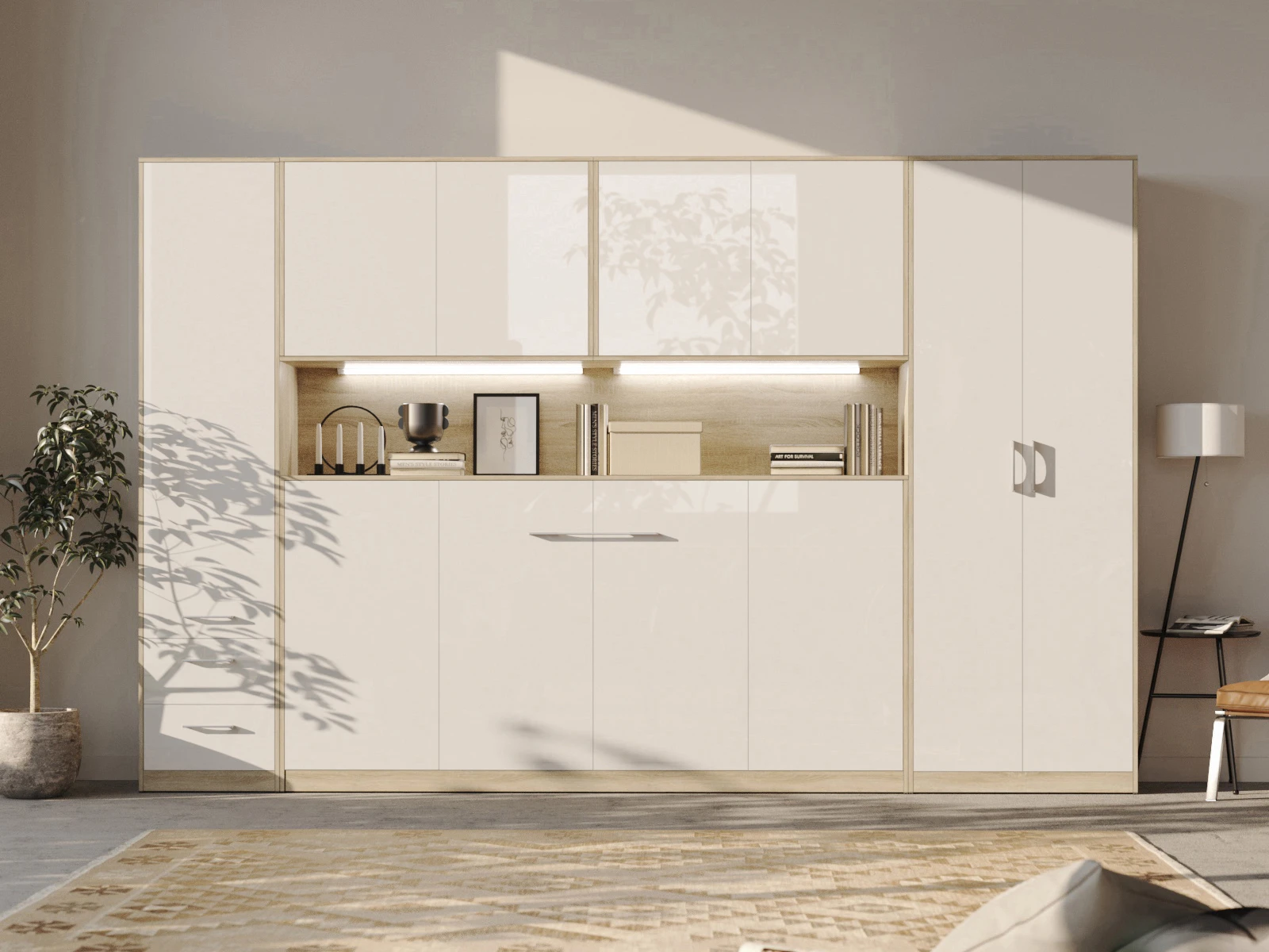 Wall Cabinet with 2 doors Oak Sonoma / White High Gloss picture 5