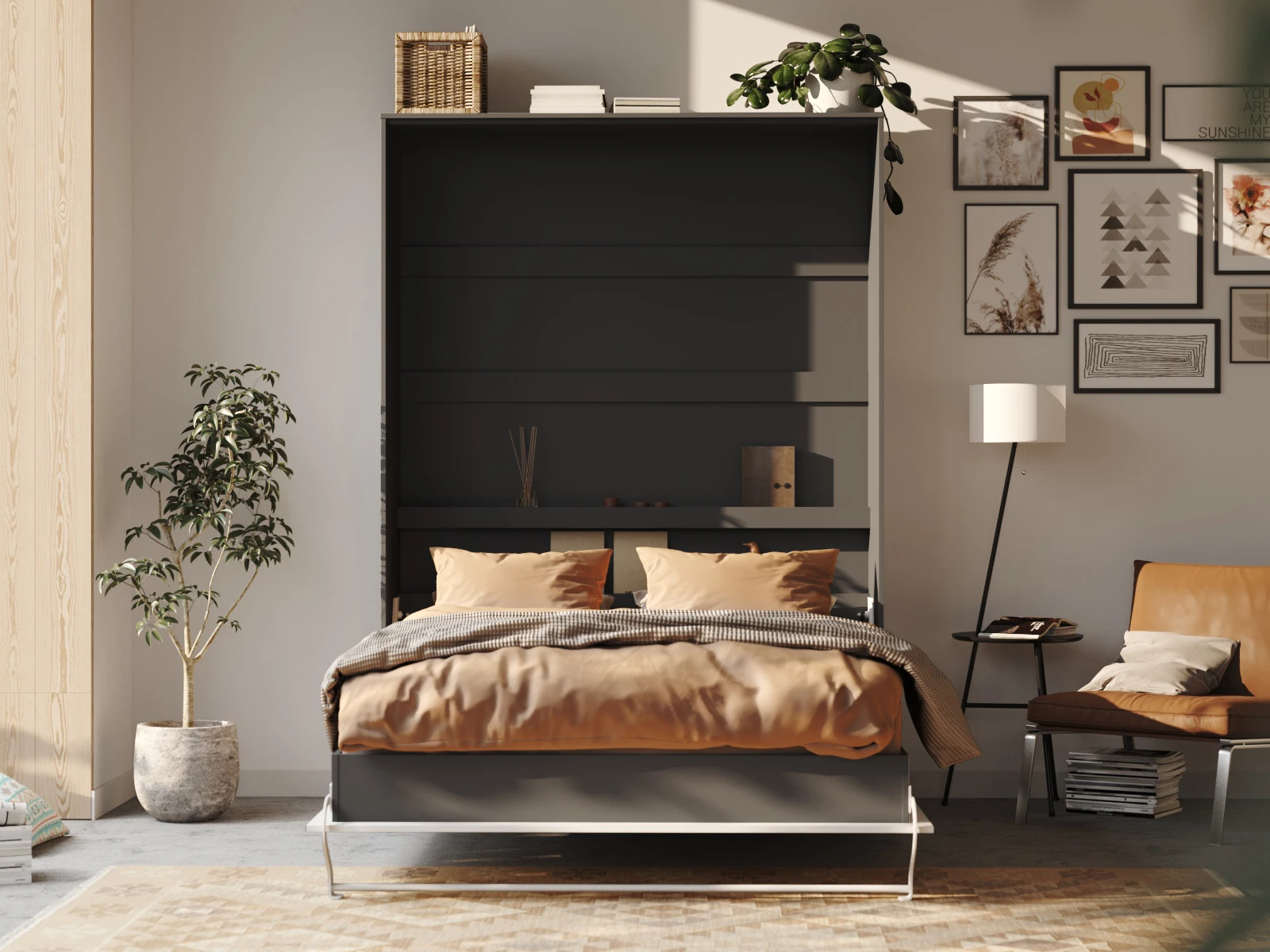 Murphy bed 140x200V Depth 45cm Anthracite/White picture 4