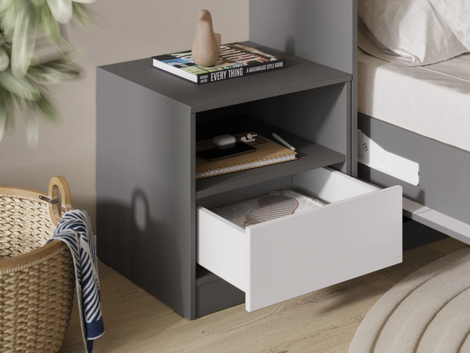 Bedside table Standard Anthracite/White picture 3
