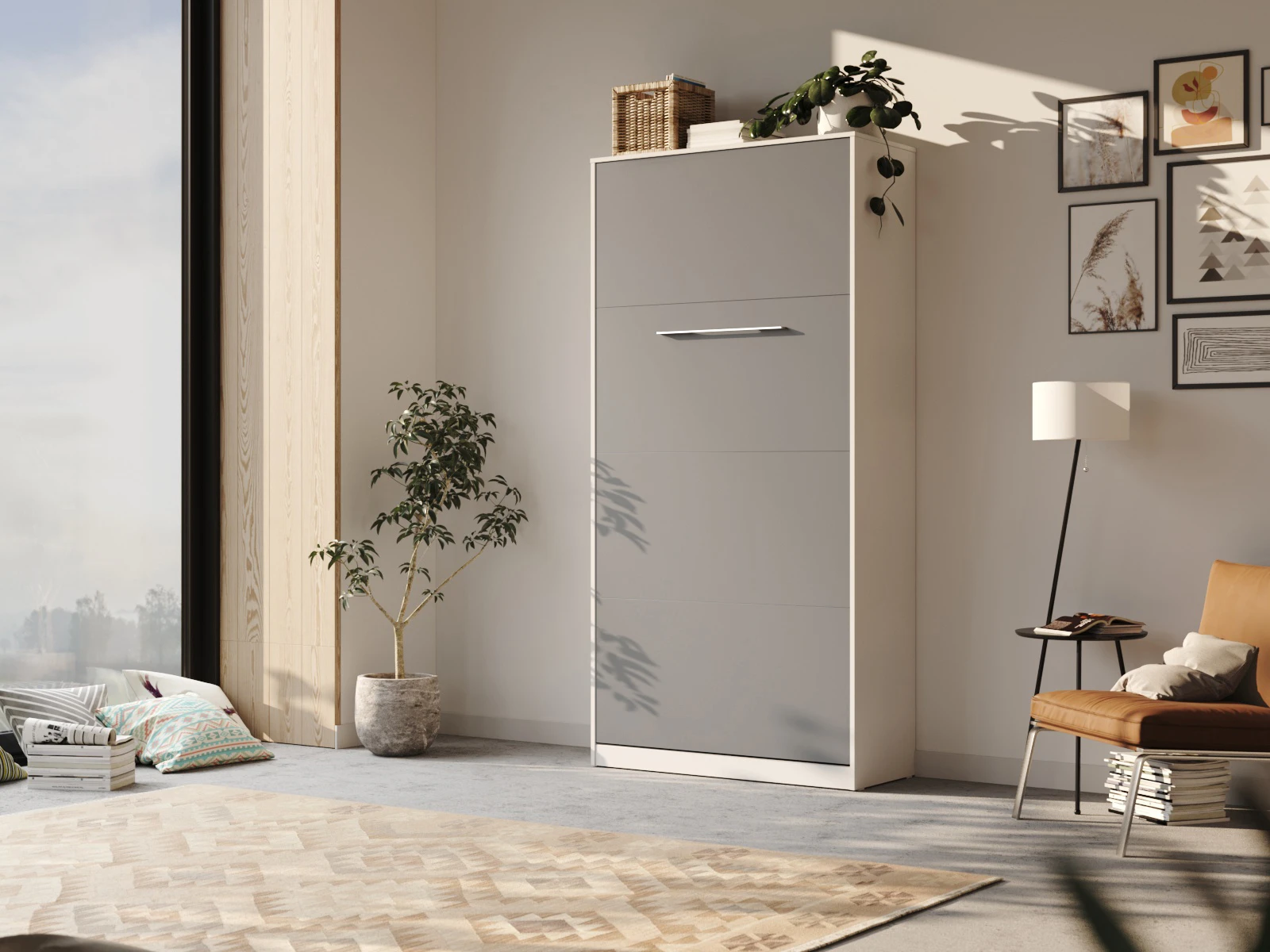 Murphy bed 90x200V Depth 45cm White/Anthracite picture 1