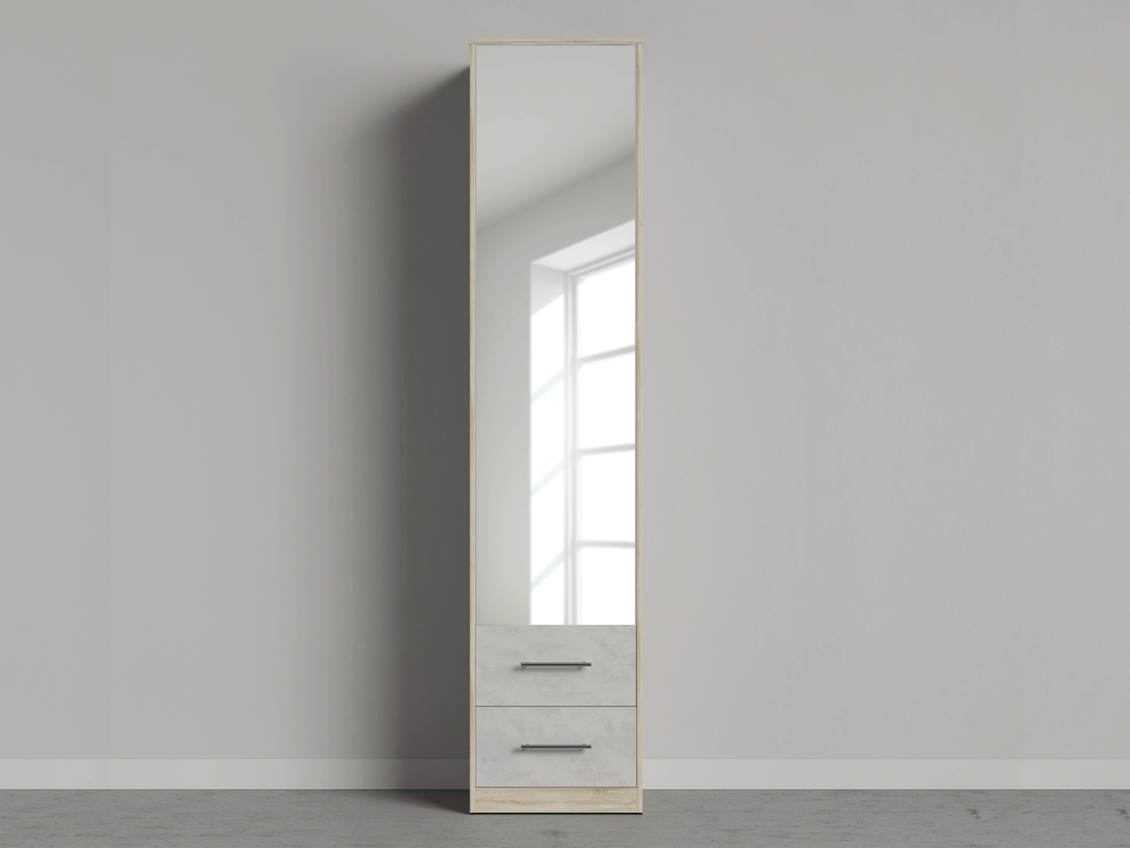 1 Closet 50x220 cm (Standard 45 cm depth) Oak Sonoma / Mirror /Concrete