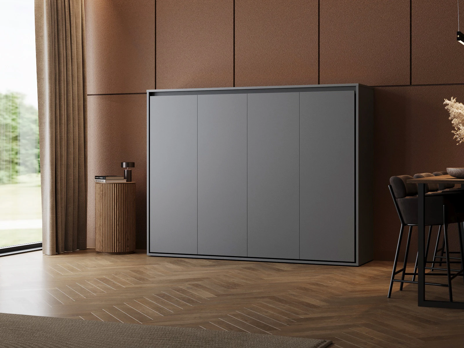 Murphy Bed 160x200 Horizontal (M2 55cm depth) Anthracite picture 1