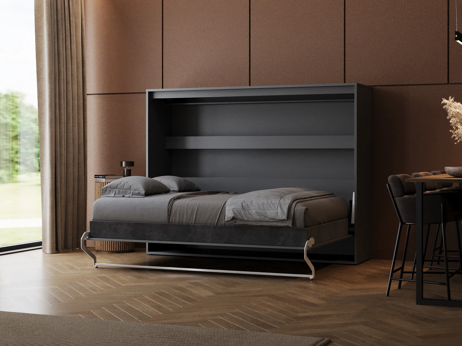 Murphy Bed 160x200 Horizontal (M2 55cm depth) Anthracite picture 2