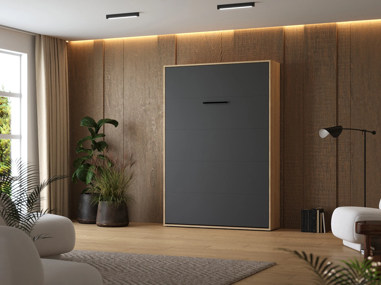 1 Murphy Bed 140x200 Vertical (M1 40cm depth) Kaiserberg Oak/Anthracite