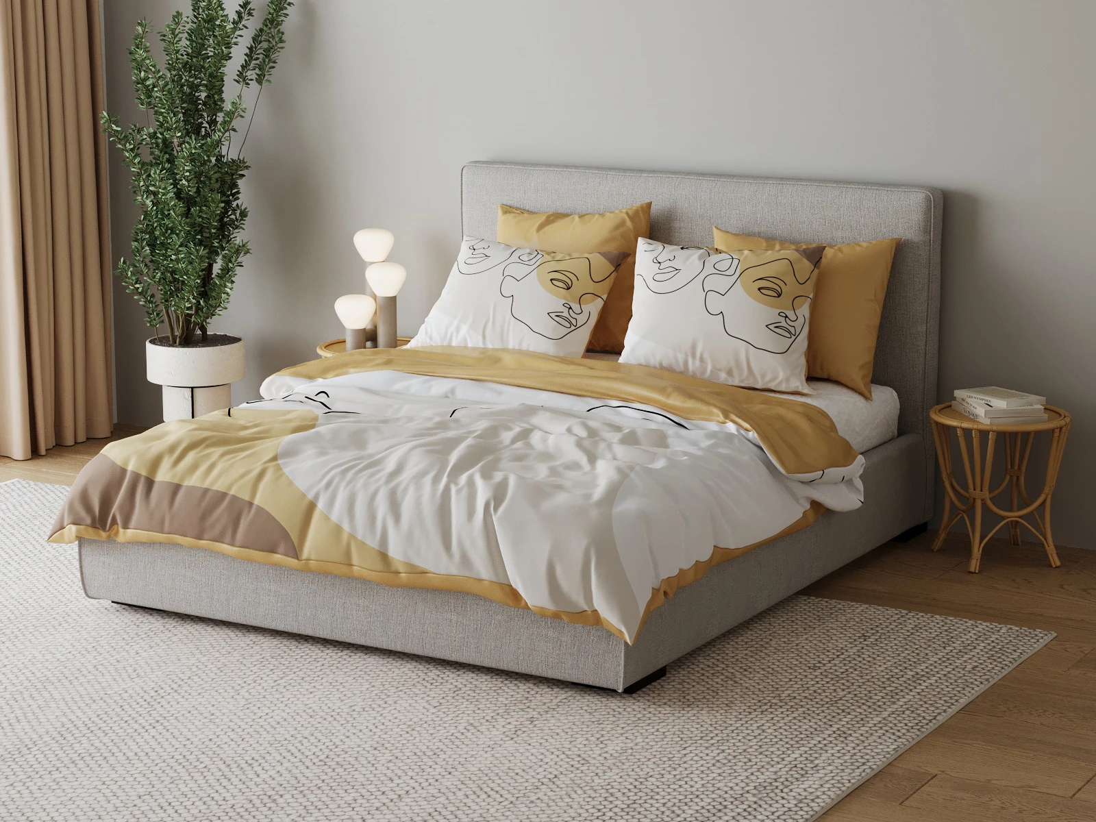 1 Satin bed linen 200x200cm+ 80x80cm (3-piece)