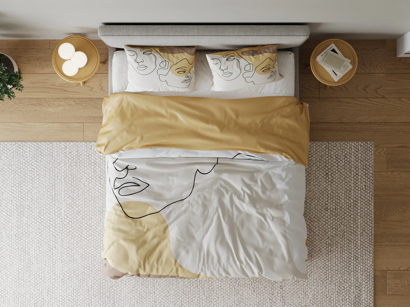 Satin bed linen 200x200cm+ 80x80cm (3-piece) picture 2