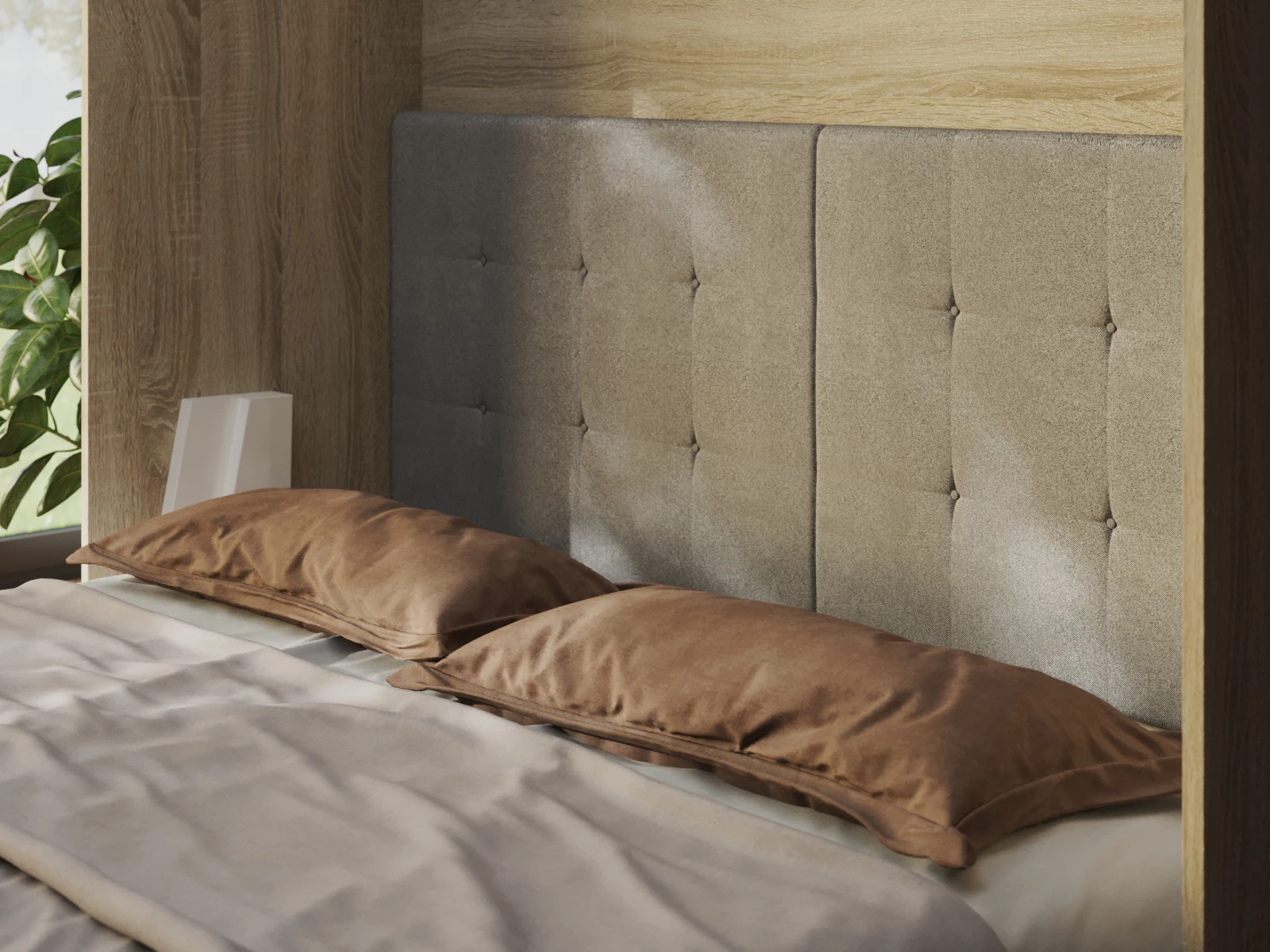Upholstered back section for Murphy bed Standard 160x200 Grey melange picture 1