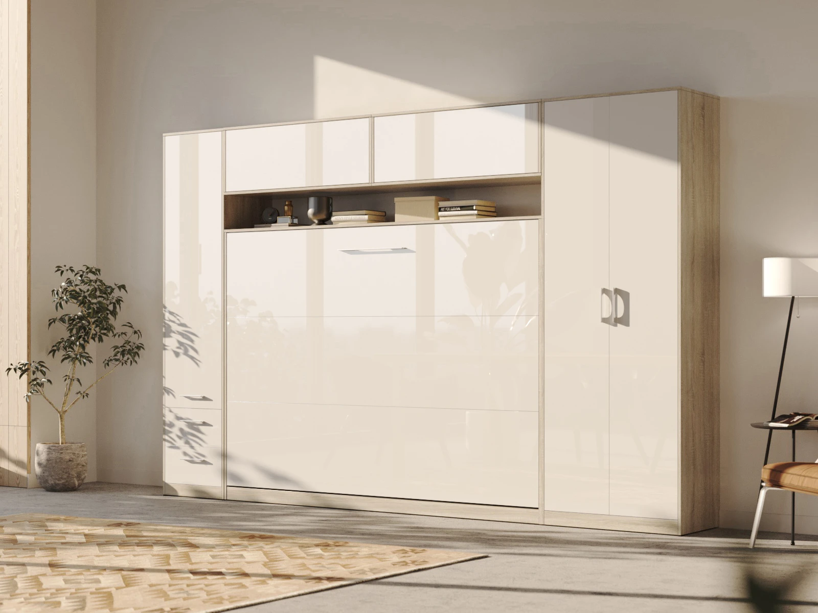 Wall cabinet - One door Oak Sonoma / White Gloss picture 5